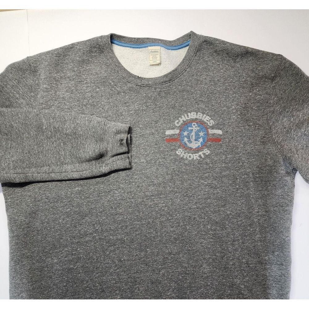 Chubbies Mens Size L Heathered Gray Crewneck Sweatshirt